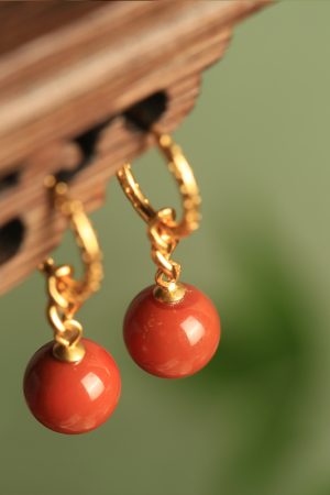Vintage Chinese Style Red Agate Earrings for Women - Natural Silver Southern Design, Birth Year Inspired, Boho National Wind Jewelry