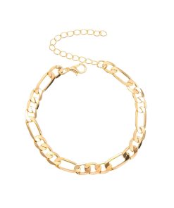 Vintage Chunky Figaro Chain Anklet for Women - Simple Lock-Shaped Alloy Foot Ornament - European American Style Jewelry