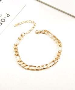 Vintage Chunky Figaro Chain Anklet for Women - Simple Lock-Shaped Alloy Foot Ornament - European American Style Jewelry