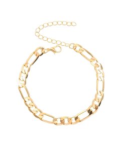 Vintage Chunky Figaro Chain Anklet for Women - Simple Lock-Shaped Alloy Foot Ornament - European American Style Jewelry
