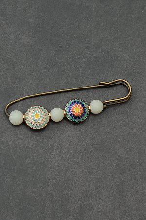 Vintage CloisonnÃ© Brooch Pin for Women - Decorative Large Pin for Sweater, Cardigan, Shawl, and Scarf - Women's Fashion Accessories