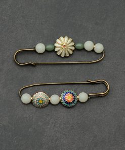 Vintage CloisonnÃ© Brooch Pin for Women - Decorative Large Pin for Sweater, Cardigan, Shawl, and Scarf - Women's Fashion Accessories