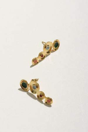 Vintage Copper Gold-Plated Stud Earrings - Spanish Style Delicate Fashion Jewelry with Light Luxury French Elegance