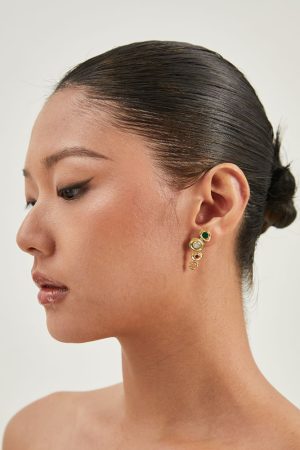 Vintage Copper Gold-Plated Stud Earrings - Spanish Style Delicate Fashion Jewelry with Light Luxury French Elegance