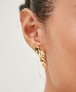 Vintage Copper Gold-Plated Stud Earrings - Spanish Style Delicate Fashion Jewelry with Light Luxury French Elegance