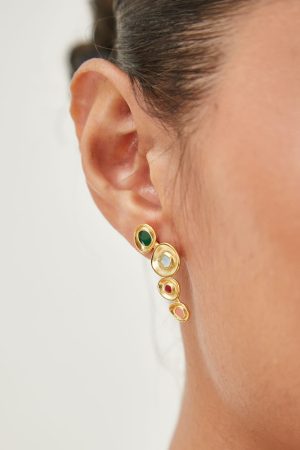 Vintage Copper Gold-Plated Stud Earrings - Spanish Style Delicate Fashion Jewelry with Light Luxury French Elegance