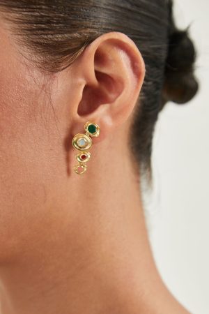 Vintage Copper Gold-Plated Stud Earrings - Spanish Style Delicate Fashion Jewelry with Light Luxury French Elegance