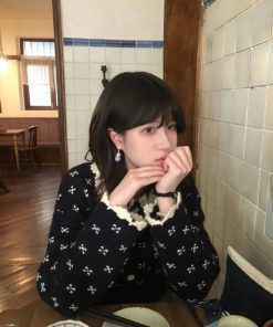 Vintage Crochet Knitted Cardigan with Doll Collar in Pumpkin Angora Velvet - Cute 90s Inspired Sweater