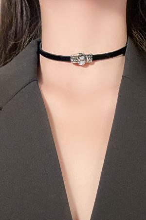 Vintage Dark Cross Thorn Rose Choker Necklace for Women - Sweet Cool Spicy Girl Collar Accessory