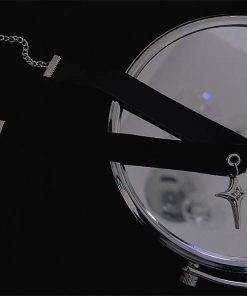 Vintage Dark Style Whale Tang Cross Four-Pointed Star Choker Necklace with Velvet Ribbon - Y2K Inspired Short Neck Chain Accessory