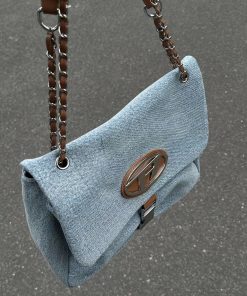 Vintage Denim Crossbody Bag for Women, Large Capacity Chain Strap Underarm Bag, Casual Commuting Style 2025