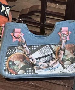 Vintage Denim Crossbody Bag for Women, Trendy Japanese Style Underarm Handbag, Small Appetite Design, Fashionable Shoulder Bag