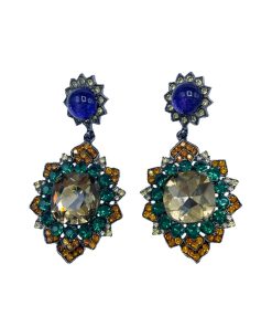 Vintage Diamond-Inlaid Exaggerated Earrings for Women, Elegant Runway Accessories, High-End European American Fashion