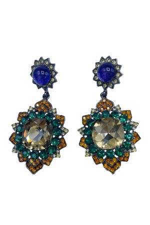 Vintage Diamond-Inlaid Exaggerated Earrings for Women, Elegant Runway Accessories, High-End European American Fashion