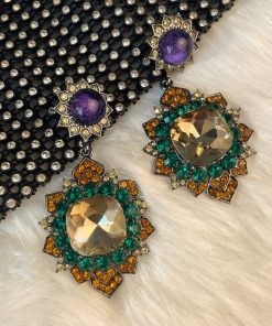 Vintage Diamond-Inlaid Exaggerated Earrings for Women, Elegant Runway Accessories, High-End European American Fashion