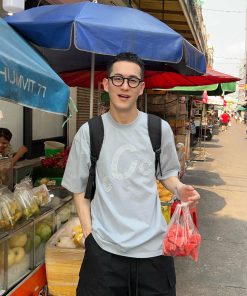 Vintage Distressed Embroidery Short Sleeve T-Shirt for Men - American Washed Cotton Loose Casual Top in 90s Style