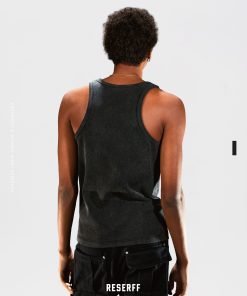 Vintage Distressed Heavyweight Ribbed Tank Top in Skin-Friendly 450G Xinjiang Cotton - Perfect Shaping Base Layer for Y2K Style