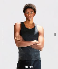 Vintage Distressed Heavyweight Ribbed Tank Top in Skin-Friendly 450G Xinjiang Cotton - Perfect Shaping Base Layer for Y2K Style