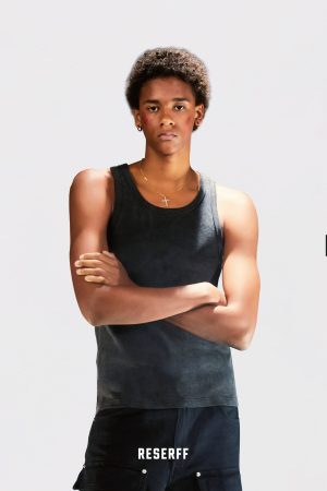 Vintage Distressed Heavyweight Ribbed Tank Top in Skin-Friendly 450G Xinjiang Cotton - Perfect Shaping Base Layer for Y2K Style