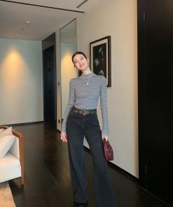 Vintage Distressed High-Waisted Wide-Leg Jeans for Women - Casual Loose Straight Pants for Autumn and Winter Style