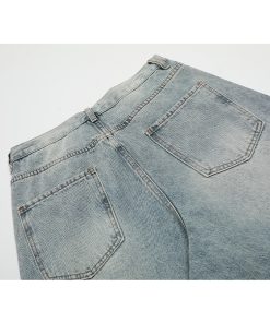 Vintage Distressed Loose Baggy Curved Pants - Trendy American Retro Style for Summer 2025