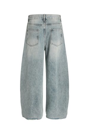 Vintage Distressed Loose Baggy Curved Pants - Trendy American Retro Style for Summer 2025