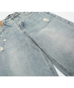 Vintage Distressed Loose Baggy Curved Pants - Trendy American Retro Style for Summer 2025