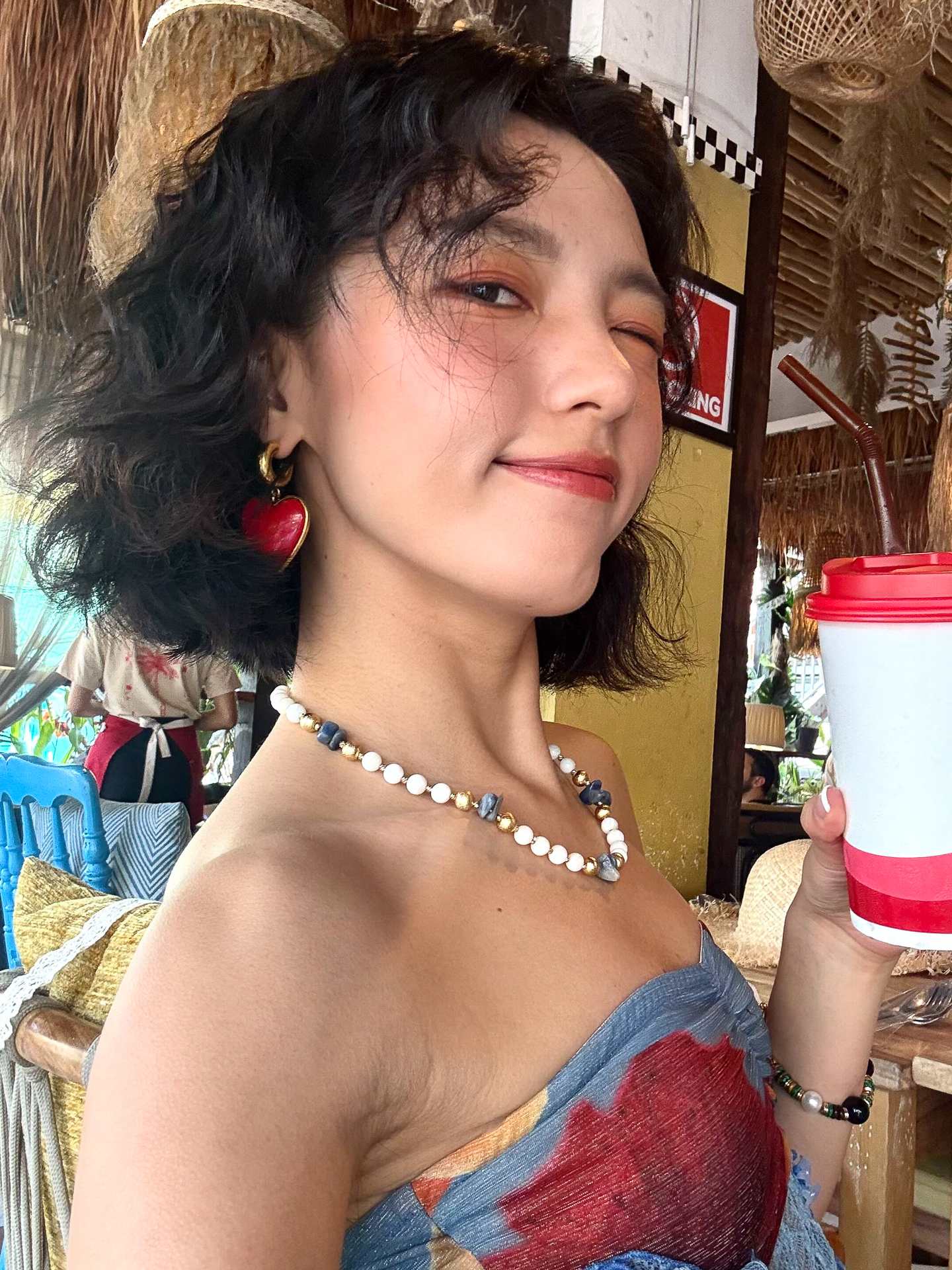 Vintage Distressed Red Heart Stud Earrings - Minimalist Light Luxury Accessories for Unique Personal Style Vintage Distressed Red Heart Stud Earrings - Minimalist Light Luxury Accessories for Unique Personal Style