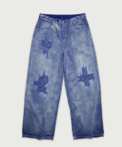 Vintage Distressed Wide-Leg Work Pants - Retro Straight-Leg Jeans for a 90s Inspired Workwear Look