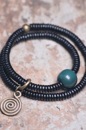 Vintage Ebony Double Circle Couple Bracelets - Simple Versatile Wrist Accessories for Young Fashion Lovers
