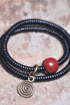 Vintage Ebony Double Circle Couple Bracelets - Simple Versatile Wrist Accessories for Young Fashion Lovers