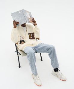 Vintage Embroidered Dreadlocks Little Black Sweater Cardigan Coat for Men and Women - Unisex Knitted Fashion Outerwear