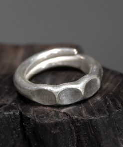 Vintage Ethnic Curved Tail Flower Handmade Silver Ring for Men and Women - Artistic Fashion Jewelry