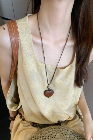 Vintage Ethnic Long Heart Pendant Necklace for Women, Layered Chain Accessory, Unique Sweater Jewelry