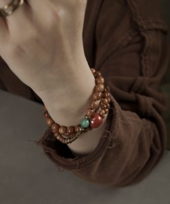 Vintage Ethnic Multi-Layer Bracelet Necklace for Women, Curved Tail Flower Design, Original Boho Jewelry