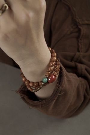 Vintage Ethnic Multi-Layer Bracelet Necklace for Women, Curved Tail Flower Design, Original Boho Jewelry