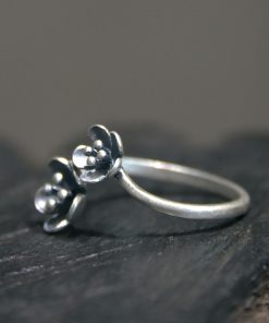 Vintage Ethnic Style Silver Flower Ring - Adjustable Artistic Fashion Jewelry for Women