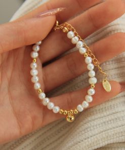 Vintage European American Natural Millet Freshwater Pearl Gold Beads Pendant Bracelet and Necklace Set