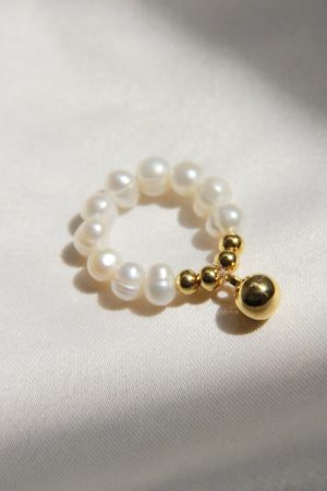 Vintage European American Natural Millet Freshwater Pearl Gold Beads Pendant Bracelet and Necklace Set