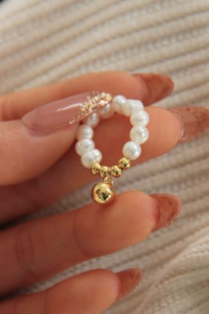 Vintage European American Natural Millet Freshwater Pearl Gold Beads Pendant Bracelet and Necklace Set