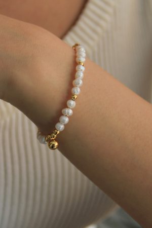 Vintage European American Natural Millet Freshwater Pearl Gold Beads Pendant Bracelet and Necklace Set