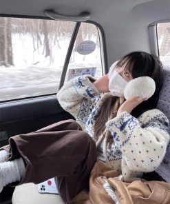 Vintage Fair Isle Pumpkin Snowflake Sweater Cardigan for Women - 2025 Knit Top for Christmas and Holiday Style