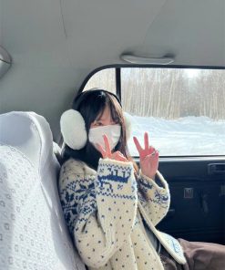 Vintage Fair Isle Pumpkin Snowflake Sweater Cardigan for Women - 2025 Knit Top for Christmas and Holiday Style