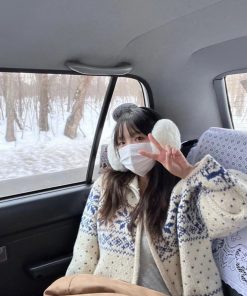 Vintage Fair Isle Pumpkin Snowflake Sweater Cardigan for Women - 2025 Knit Top for Christmas and Holiday Style