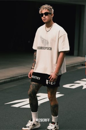 Vintage Flame Wings Heavyweight Cotton Short Sleeve T-Shirt for Men, American Style, High Street Fashion, Retro 90s Casual Wear