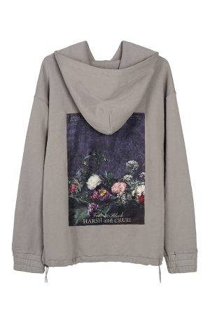 Vintage Floral Oil Painting Hoodie - Trendy Y2K Aesthetic, Ins Style, Artistic Design, Comfortable Streetwear for Fashion Lovers