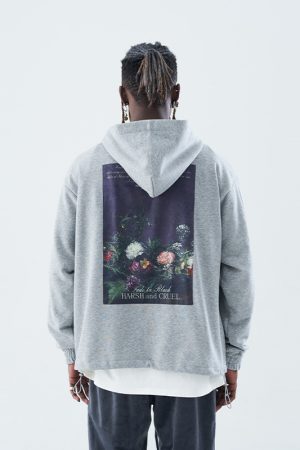 Vintage Floral Oil Painting Hoodie - Trendy Y2K Aesthetic, Ins Style, Artistic Design, Comfortable Streetwear for Fashion Lovers