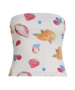 Vintage Floral Print Cropped Strapless Top for Women - 90s Inspired Summer Vacation Style