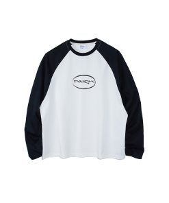 Vintage Floral Raglan Long Sleeve T-shirt in Blue Gray and White - 90s Inspired Design with Roaring Beast Logo