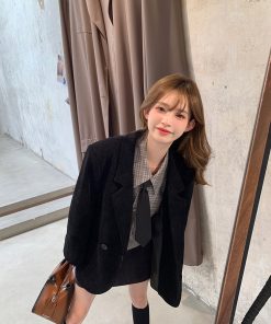 Vintage French High-End Corduroy Blazer for Women - Loose-Fitting Autumn Winter Suit Jacket, Chic 90s Style Outerwear